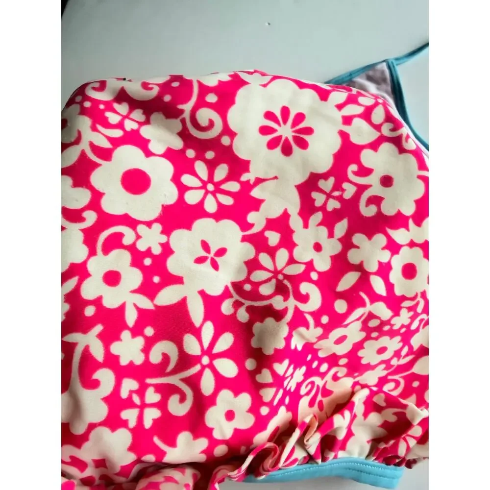 Mini Boden Girls Pink Floral Bikini Swimsuit Set 9/10